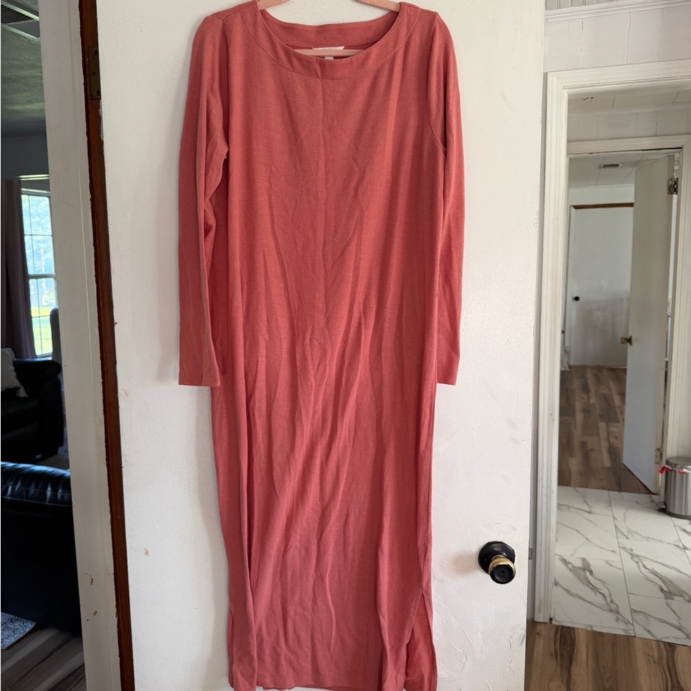 Time and Tru Coral Long Sleeve Maxi Dress